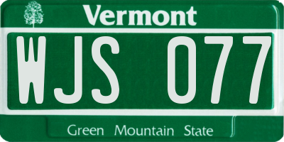 VT license plate WJS077