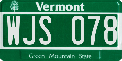 VT license plate WJS078