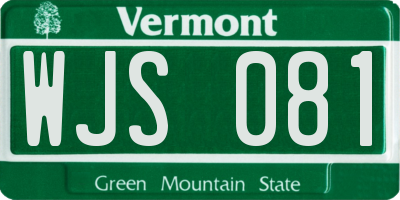 VT license plate WJS081