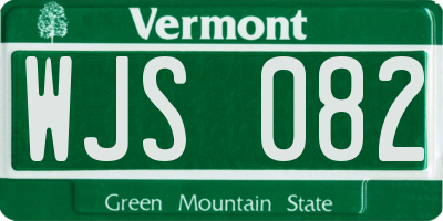 VT license plate WJS082