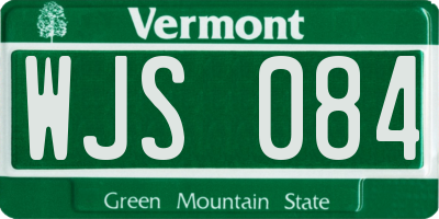 VT license plate WJS084
