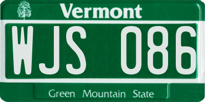 VT license plate WJS086