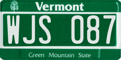 VT license plate WJS087