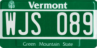 VT license plate WJS089
