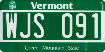 VT license plate WJS091