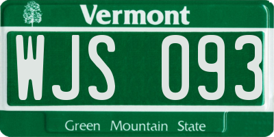 VT license plate WJS093
