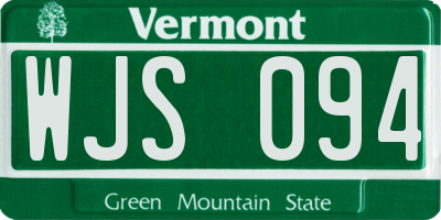VT license plate WJS094
