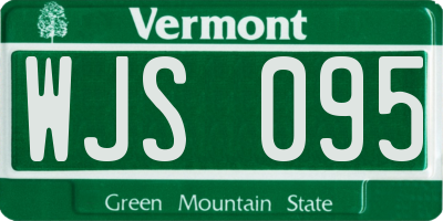 VT license plate WJS095