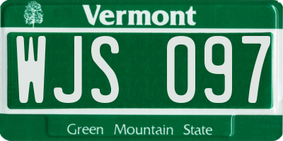 VT license plate WJS097