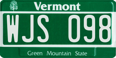 VT license plate WJS098