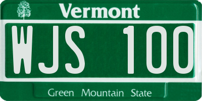 VT license plate WJS100