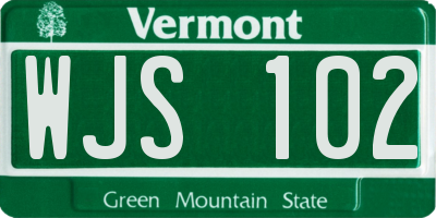 VT license plate WJS102
