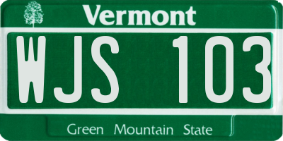 VT license plate WJS103