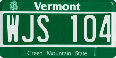 VT license plate WJS104