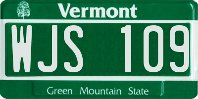 VT license plate WJS109