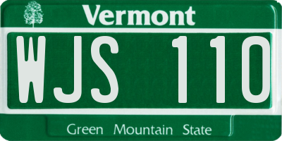 VT license plate WJS110