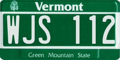 VT license plate WJS112
