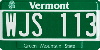 VT license plate WJS113