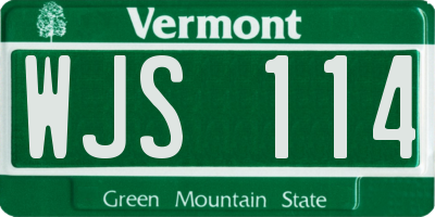 VT license plate WJS114