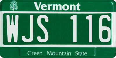 VT license plate WJS116