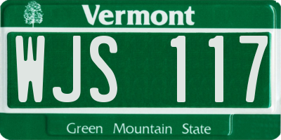 VT license plate WJS117