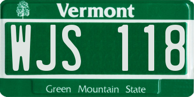 VT license plate WJS118