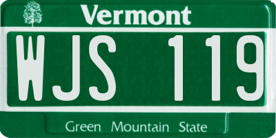 VT license plate WJS119