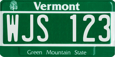 VT license plate WJS123