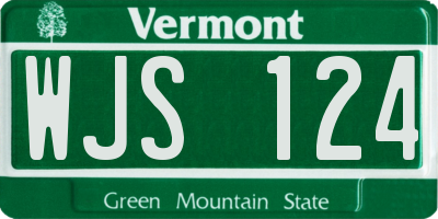 VT license plate WJS124