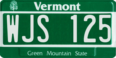VT license plate WJS125