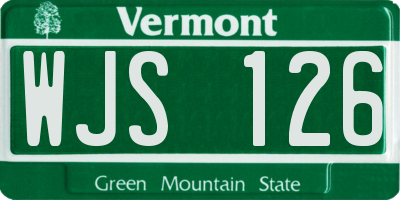 VT license plate WJS126