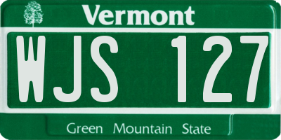 VT license plate WJS127