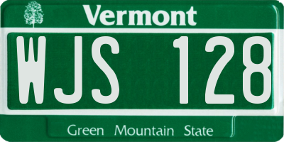 VT license plate WJS128