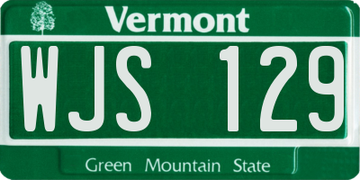 VT license plate WJS129