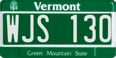 VT license plate WJS130