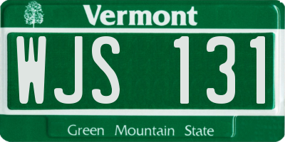 VT license plate WJS131