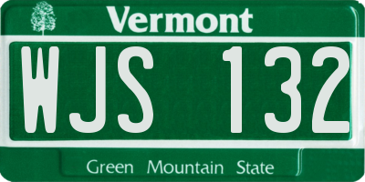 VT license plate WJS132