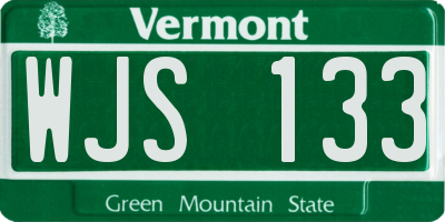VT license plate WJS133