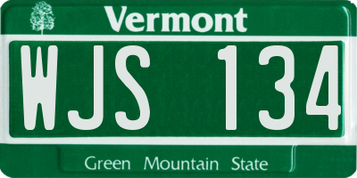 VT license plate WJS134