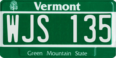 VT license plate WJS135