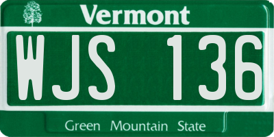 VT license plate WJS136