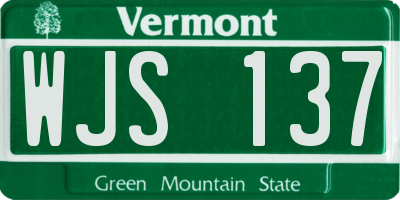 VT license plate WJS137