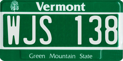 VT license plate WJS138
