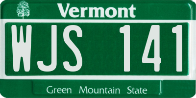 VT license plate WJS141