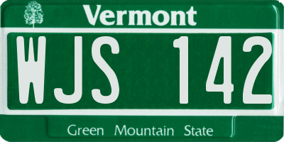 VT license plate WJS142