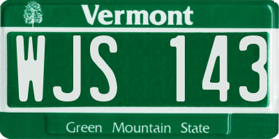 VT license plate WJS143
