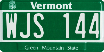 VT license plate WJS144