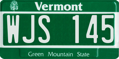 VT license plate WJS145
