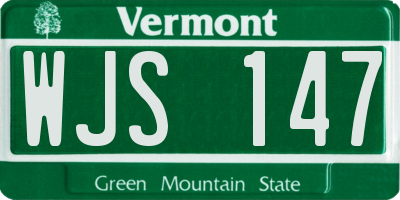 VT license plate WJS147
