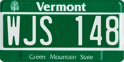 VT license plate WJS148